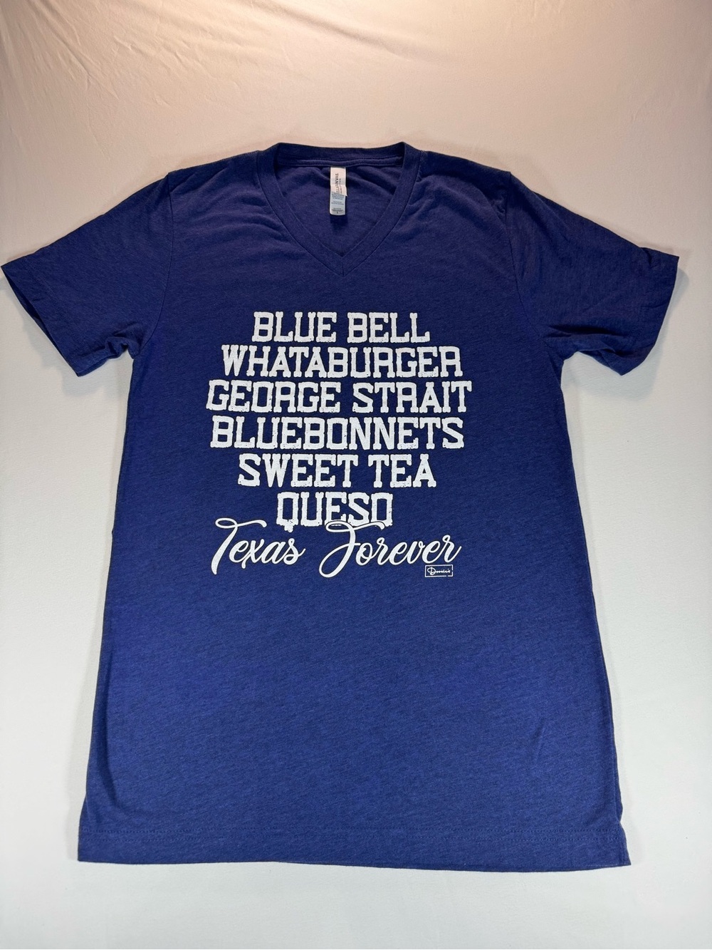 Bella Canvas Texas Forever Graphic Tee Blue V-Neck Triblend Women’s Size S